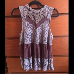Free People Plum Lace Top
